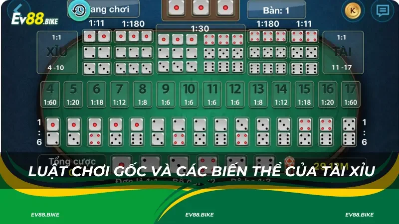 Luật chơi gốc và các biến thể của Tài Xỉu